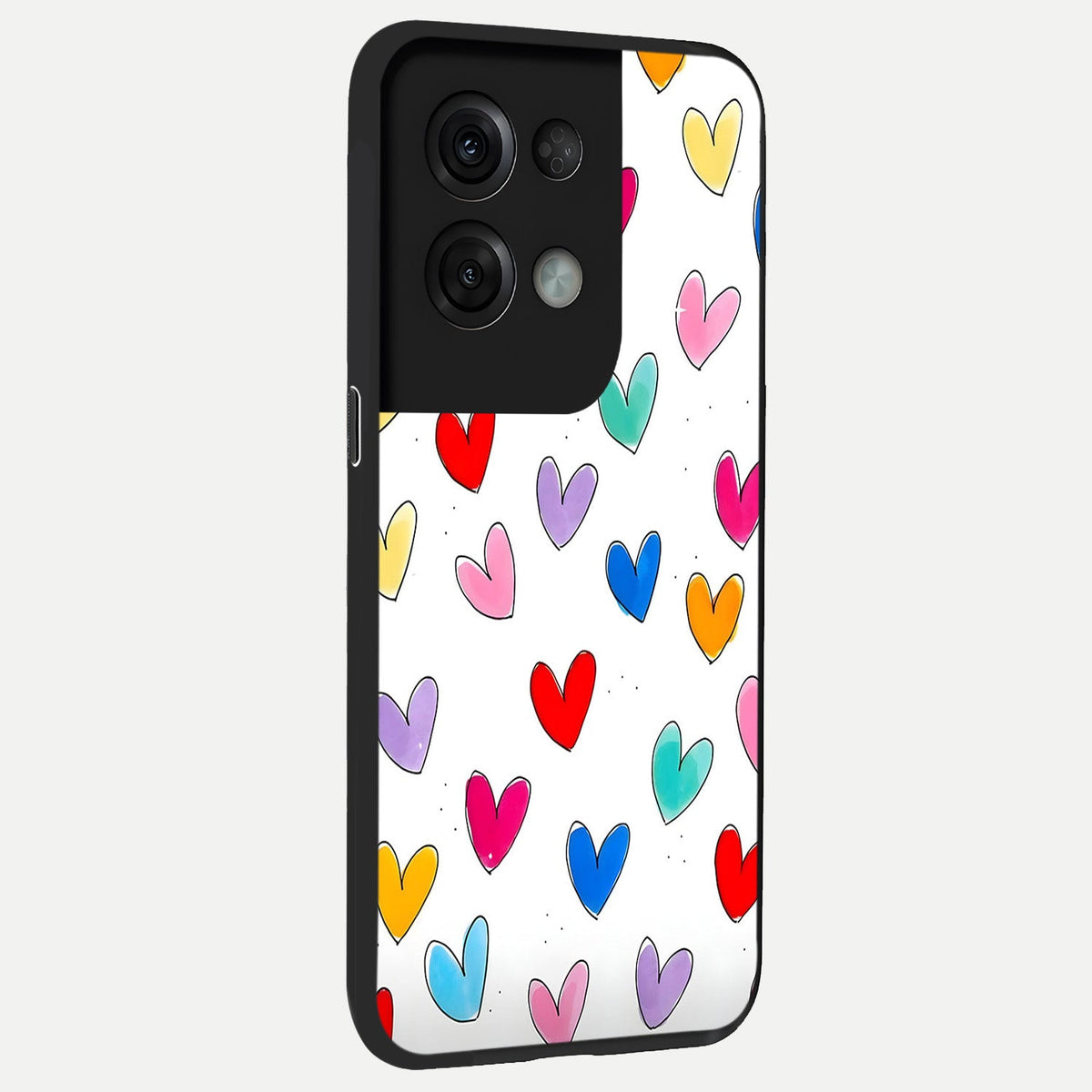  Playful Love Doodles back cover For Oppo Reno 8 Pro slim fit glass case with vibrant aesthetic design