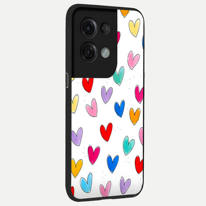  Playful Love Doodles back cover For Oppo Reno 8 Pro slim fit glass case with vibrant aesthetic design