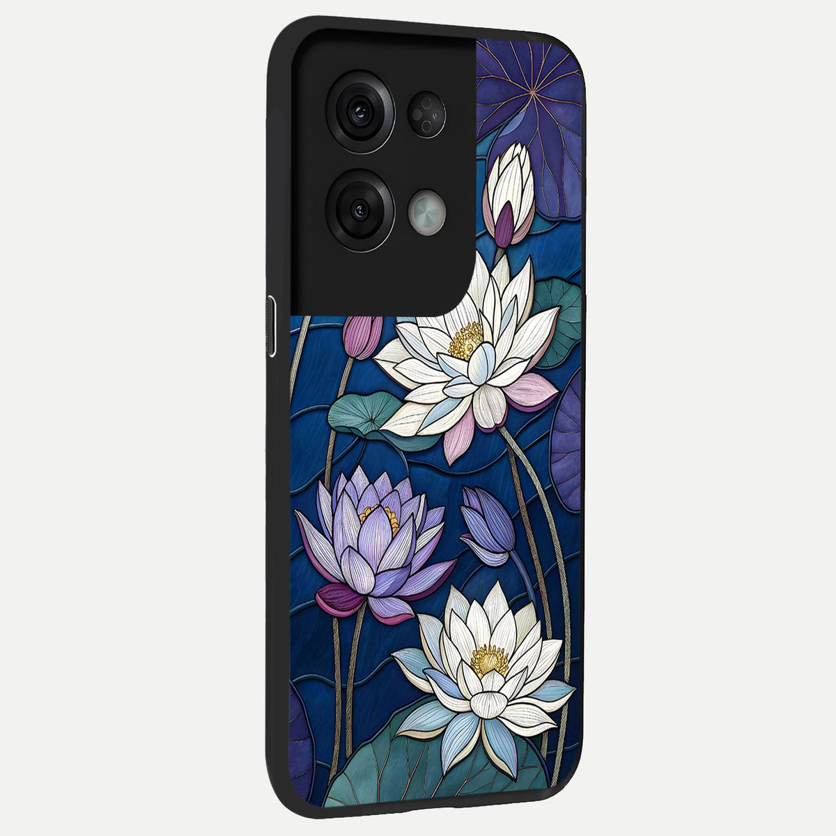  Purple Lotus Stained back cover For Oppo Reno 8 Pro slim fit glass case with vibrant aesthetic design