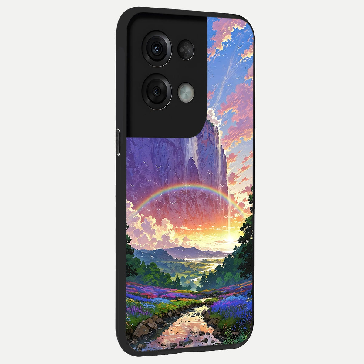  Rainbow Valley Dream back cover For Oppo Reno 8 Pro slim fit glass case with vibrant aesthetic design