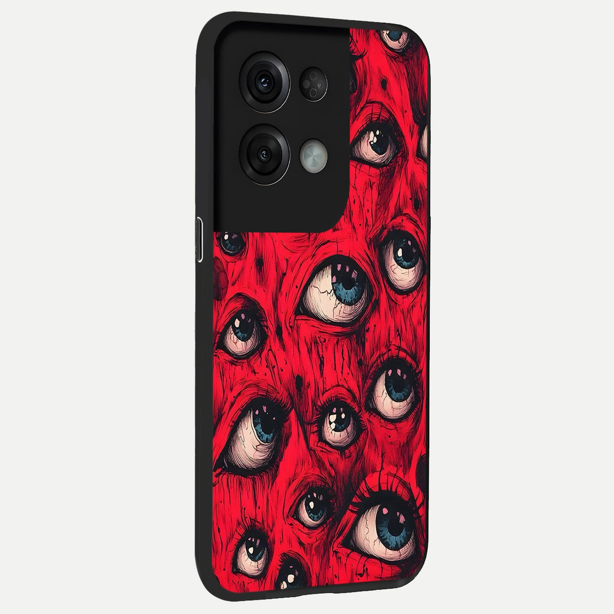  Red Eyes Pattern back cover For Oppo Reno 8 Pro slim fit glass case with vibrant aesthetic design