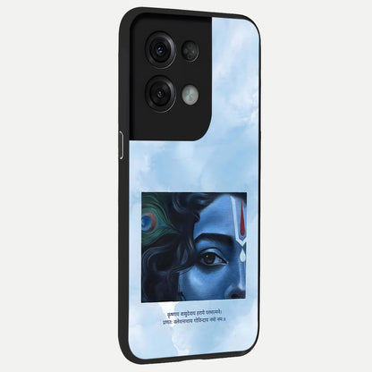  Spiritual Krishna back cover For Oppo Reno 8 Pro slim fit glass case with vibrant aesthetic design