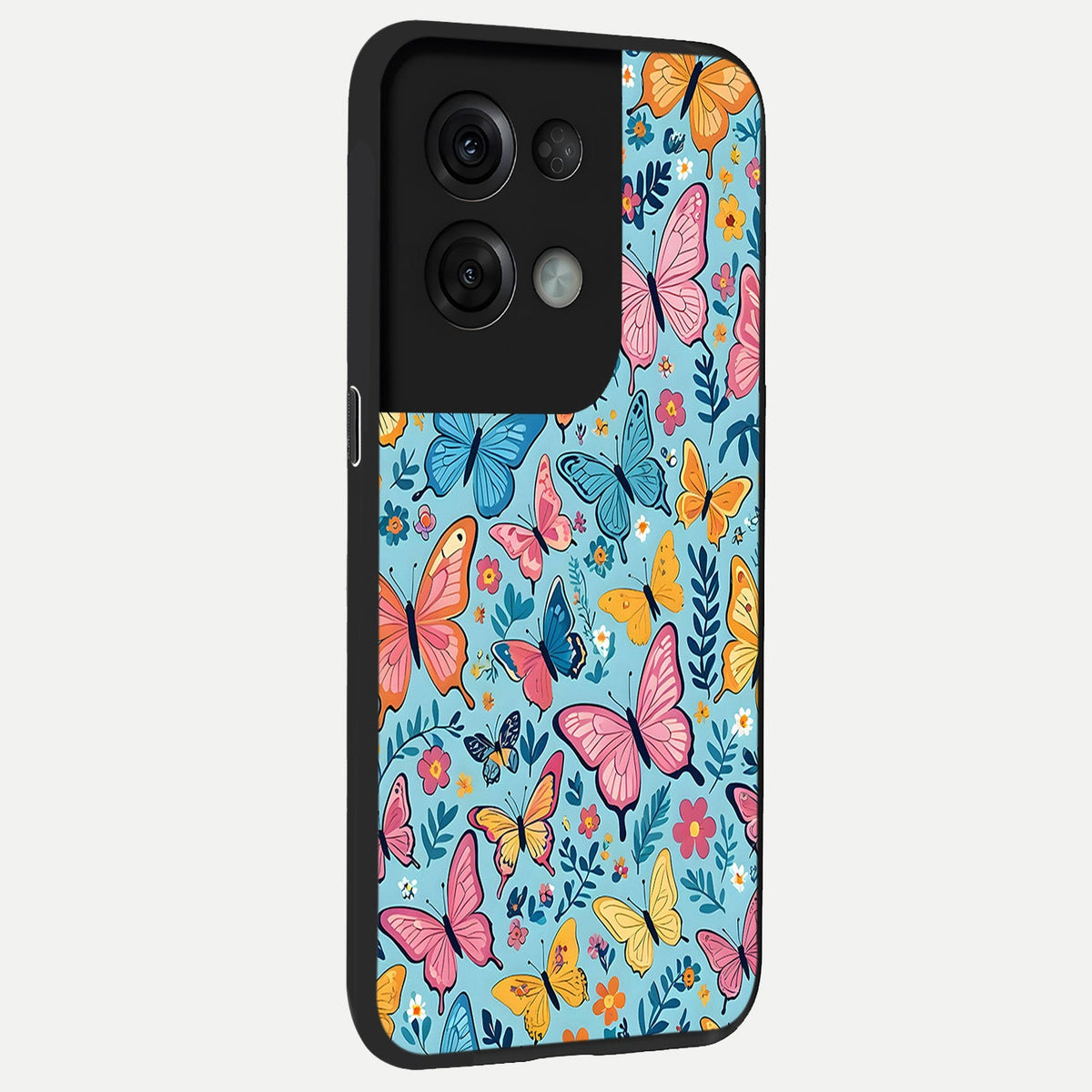  Spring Wing Garden back cover For Oppo Reno 8 Pro slim fit glass case with vibrant aesthetic design