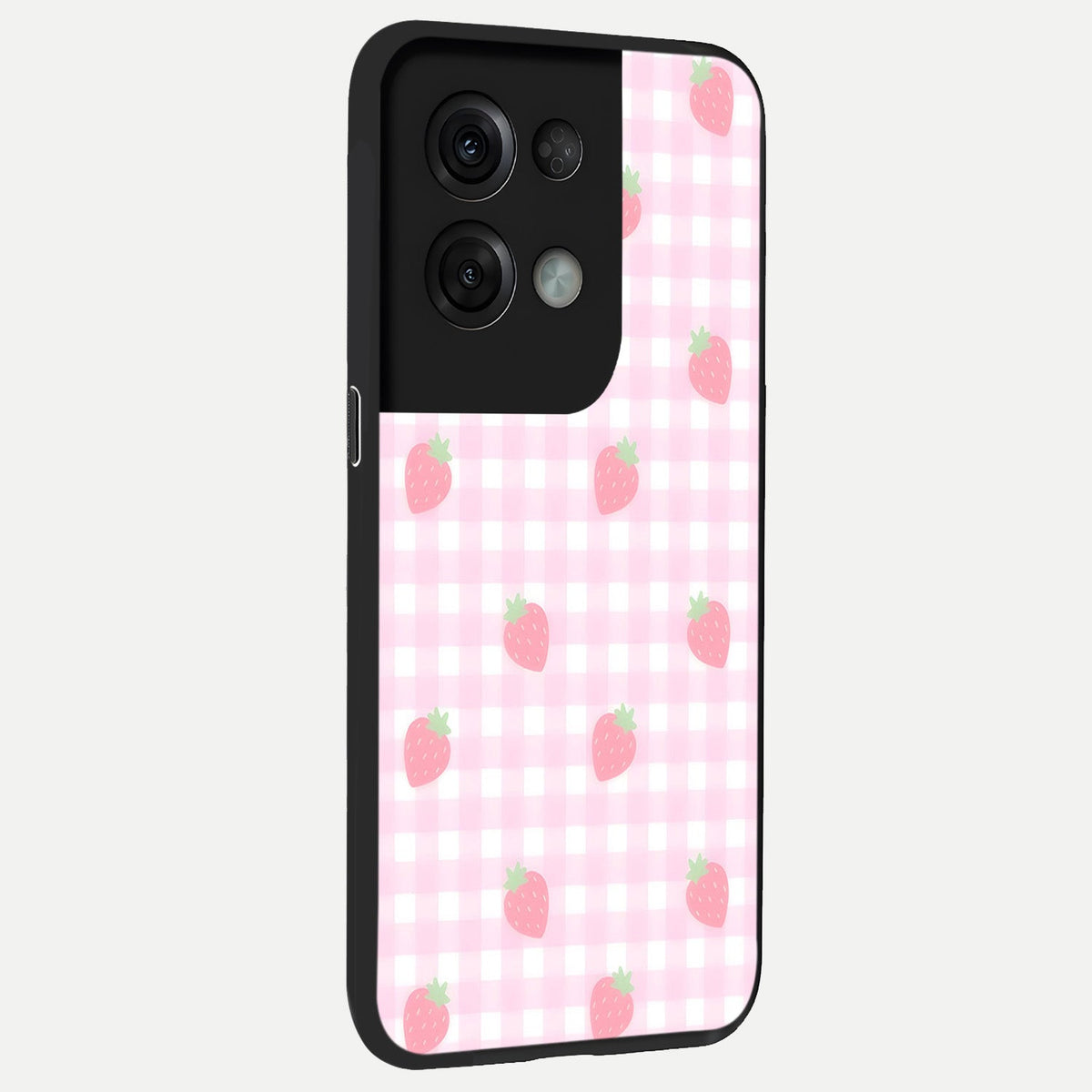  Strawberry Picnic Love back cover For Oppo Reno 8 Pro slim fit glass case with vibrant aesthetic design