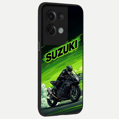  Suzuki Speed Beast back cover For Oppo Reno 8 Pro slim fit glass case with vibrant aesthetic design