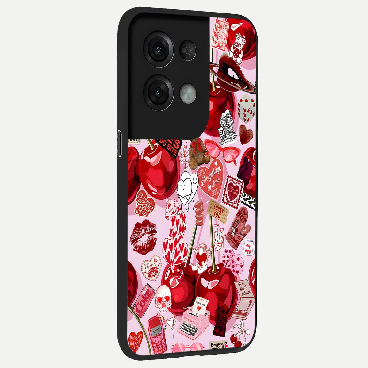  Sweet Cherry Chaos back cover For Oppo Reno 8 Pro slim fit glass case with vibrant aesthetic design