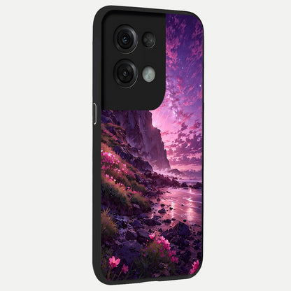  Twilight Blossom Coast back cover For Oppo Reno 8 Pro slim fit glass case with vibrant aesthetic design