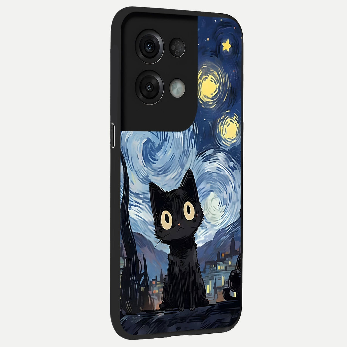  Van Gogh Cat back cover For Oppo Reno 8 Pro slim fit glass case with vibrant aesthetic design