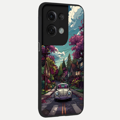  Vintage Street Drive back cover For Oppo Reno 8 Pro slim fit glass case with vibrant aesthetic design