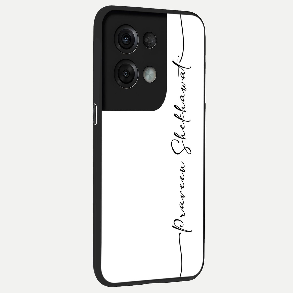  White Tune Custom Name back cover For Oppo Reno 8 Pro slim fit personalized glass case with aesthetic design