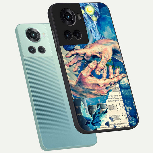  Aesthetic Divider phone case For OnePlus 10R showing premium glass back cover with detailed artwork