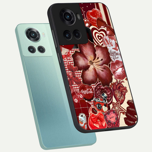  Aesthetic Little Freak phone case For OnePlus 10R showing premium glass back cover with detailed artwork