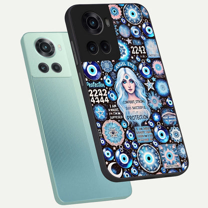 Angel Aura Shield Glass Case captured at a warm angle highlighting soft glow, gloss, and edge clarity.