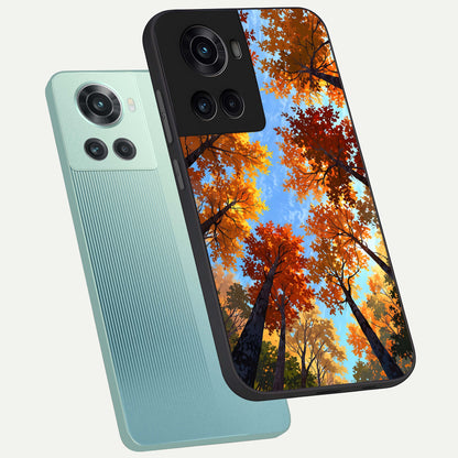  Autumn Sky Rise phone case For OnePlus 10R showing premium glass back cover with detailed artwork