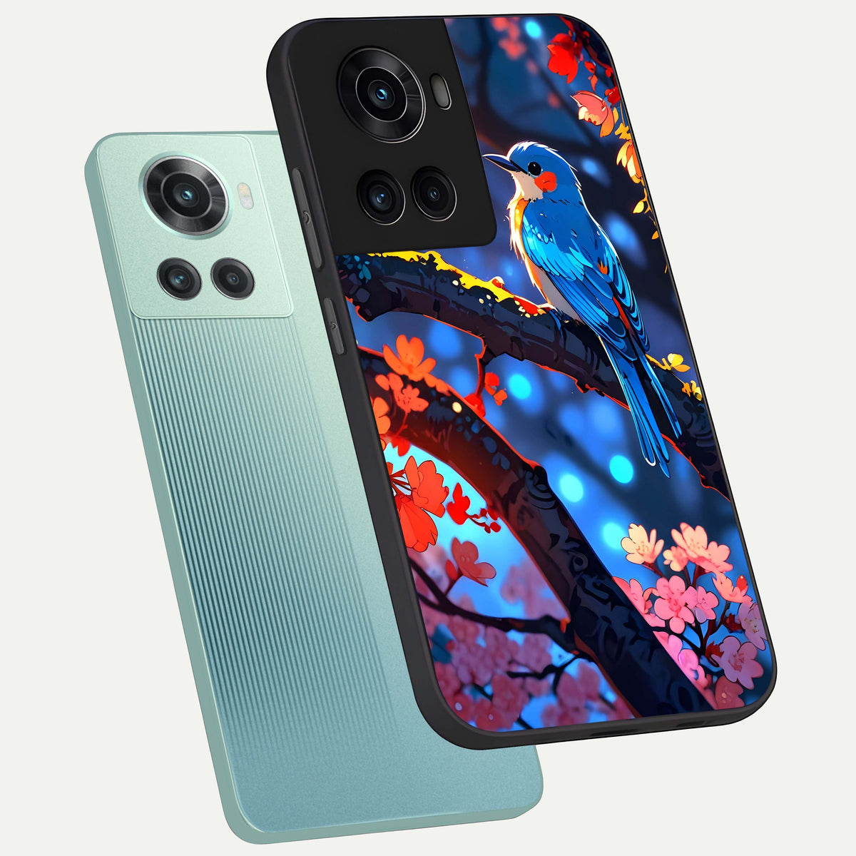  Blooming Water Drift phone case For OnePlus 10R showing premium glass back cover with detailed artwork