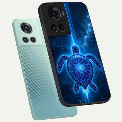  Blue Galaxy Turtle phone case For OnePlus 10R showing premium glass back cover with detailed artwork
