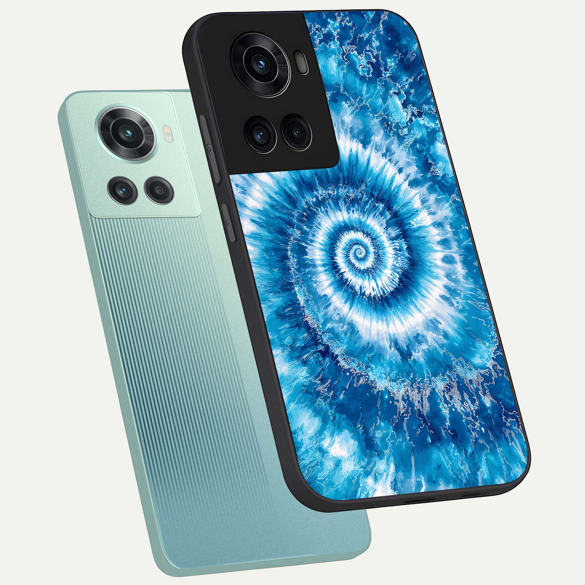  Blue Galaxy Wave phone case For OnePlus 10R showing premium glass back cover with detailed artwork