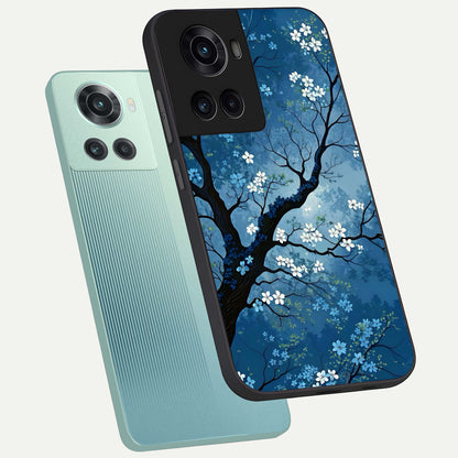  Blue Tree Serenity phone case For OnePlus 10R showing premium glass back cover with detailed artwork