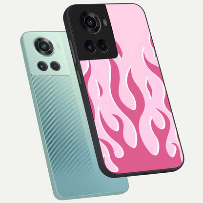  Blush Flame Energy phone case For OnePlus 10R showing premium glass back cover with detailed artwork