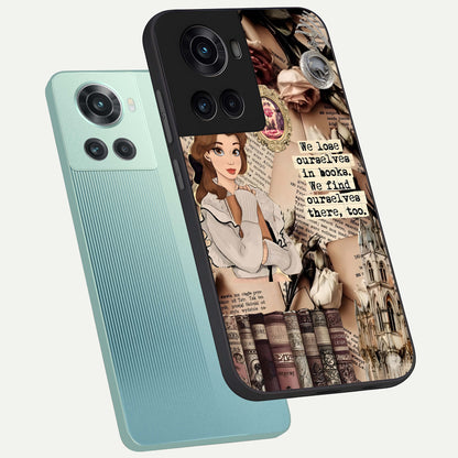  Bookish Dream World phone case For OnePlus 10R showing premium glass back cover with detailed artwork