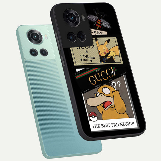  Cartoon Brand Play Mashup phone case For OnePlus 10R showing premium glass back cover with detailed artwork