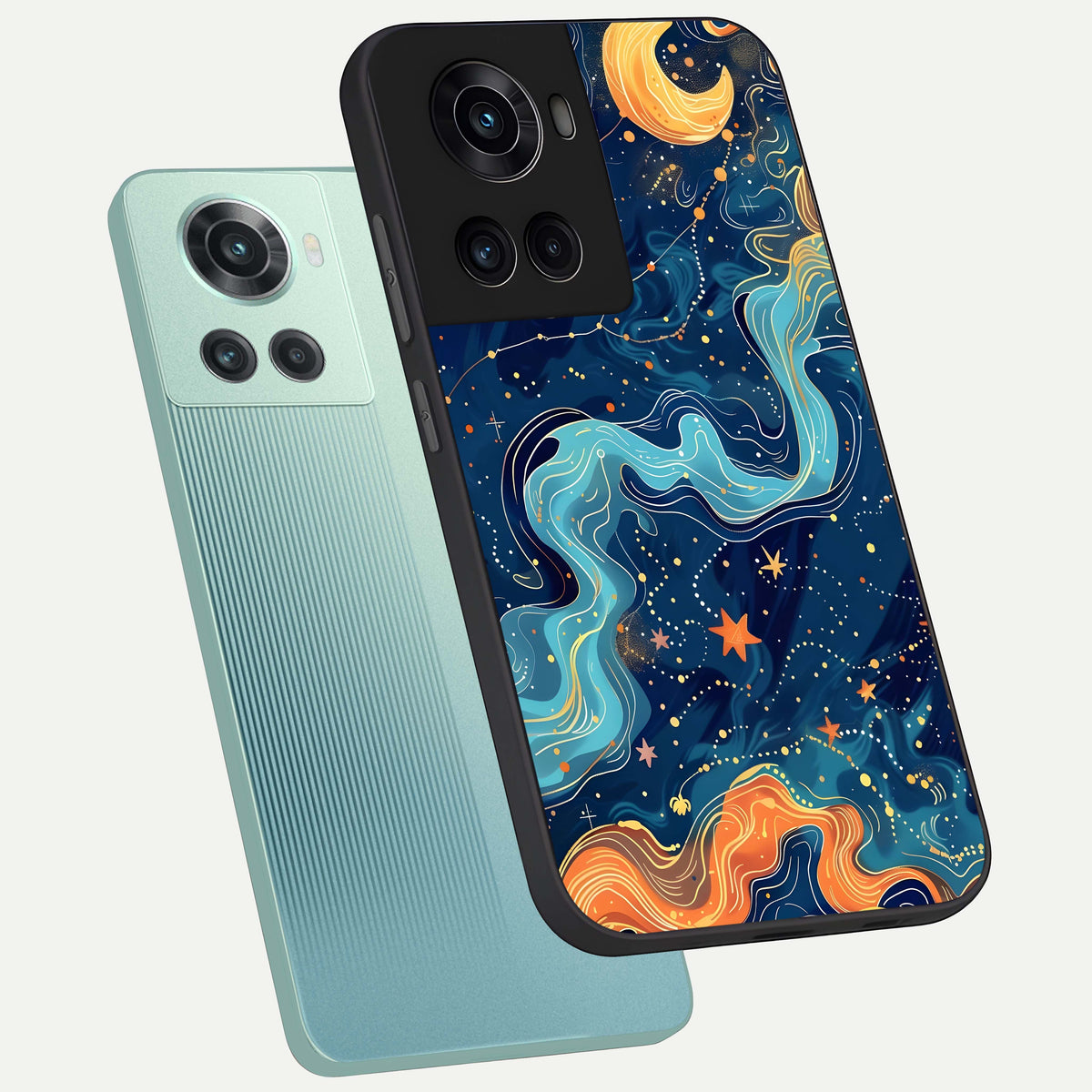  Celestial Dream Flow phone case For OnePlus 10R showing premium glass back cover with detailed artwork