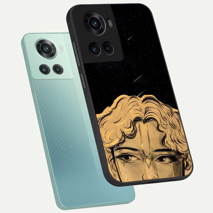  Celestial Gods Plan phone case For OnePlus 10R showing premium glass back cover with detailed artwork