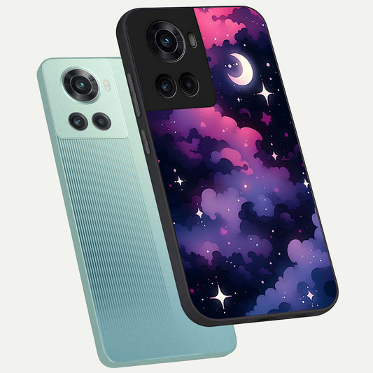  Celestial Moon Magic phone case For OnePlus 10R showing premium glass back cover with detailed artwork