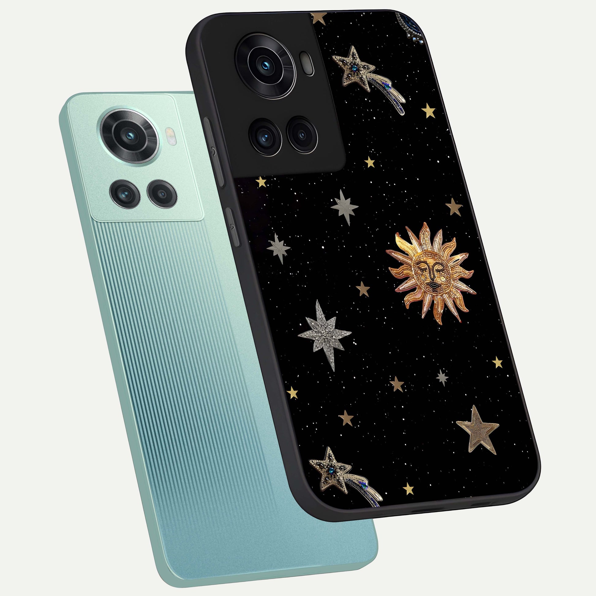 Celestial Moon With Stars Glass Case displayed upright for night-sky visibility and premium finish.