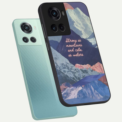  Celestial Mountain Calm phone case For OnePlus 10R showing premium glass back cover with detailed artwork