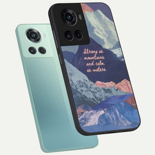  Celestial Mountain Calm phone case For OnePlus 10R showing premium glass back cover with detailed artwork