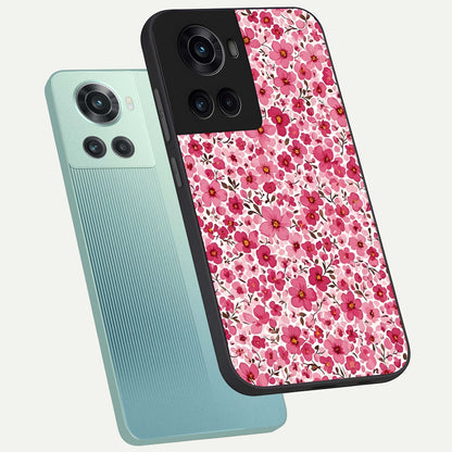  Cherry Blossom Charm phone case For OnePlus 10R showing premium glass back cover with detailed artwork