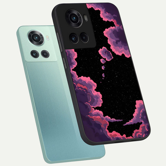  Cosmic Cloud Journey phone case For OnePlus 10R showing premium glass back cover with detailed artwork