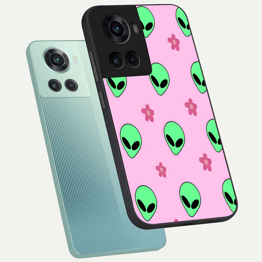  Cosmic Cute Crush phone case For OnePlus 10R showing premium glass back cover with detailed artwork