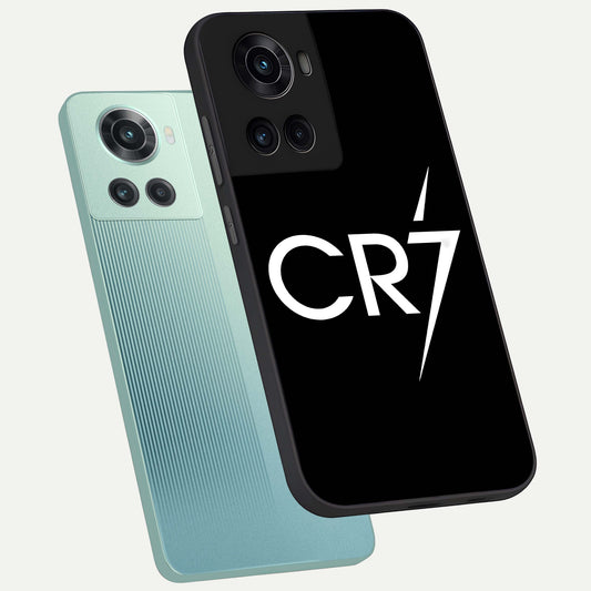  CR7 Elite Strike phone case For OnePlus 10R showing premium glass back cover with detailed artwork