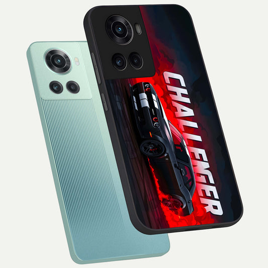  Crimson Challenger Fury phone case For OnePlus 10R showing premium glass back cover with detailed artwork