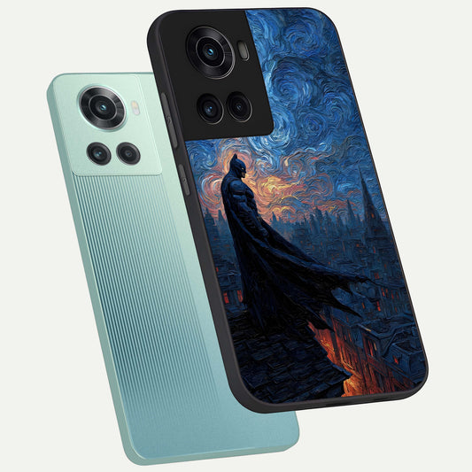  Dark Knight Dusk phone case For OnePlus 10R showing premium glass back cover with detailed artwork