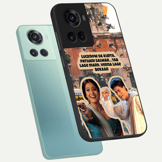  Desi Retro Vibes phone case For OnePlus 10R showing premium glass back cover with detailed artwork