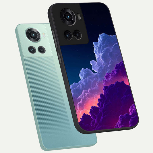  Dreamy Cloud Skies phone case For OnePlus 10R showing premium glass back cover with detailed artwork