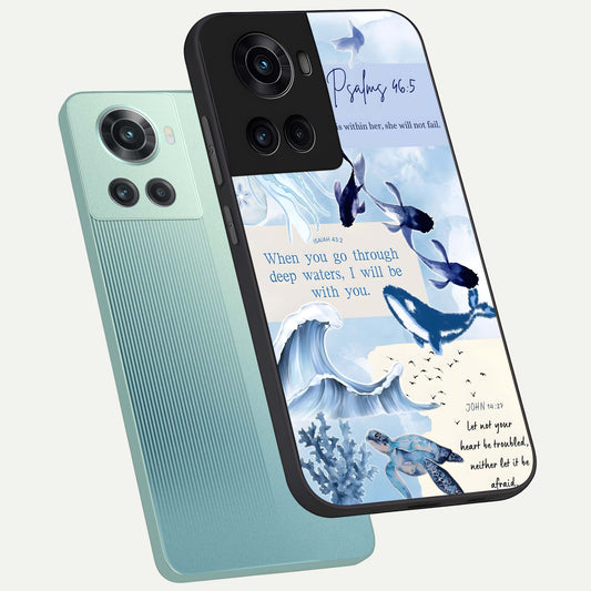  Faithful Ocean Promise phone case For OnePlus 10R showing premium glass back cover with detailed artwork