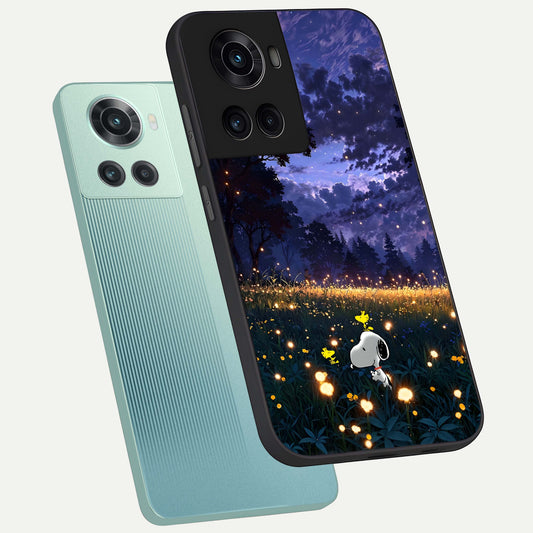  Firefly Meadow Magic phone case For OnePlus 10R showing premium glass back cover with detailed artwork