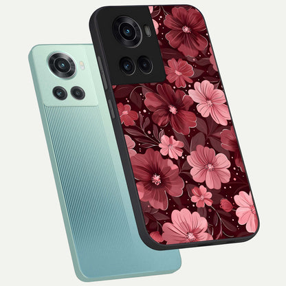  Flower Blush Bloom phone case For OnePlus 10R showing premium glass back cover with detailed artwork