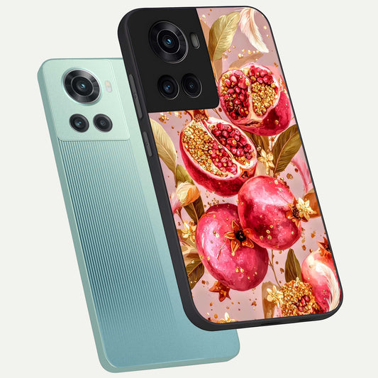  Golden Bloom Glow phone case For OnePlus 10R showing premium glass back cover with detailed artwork