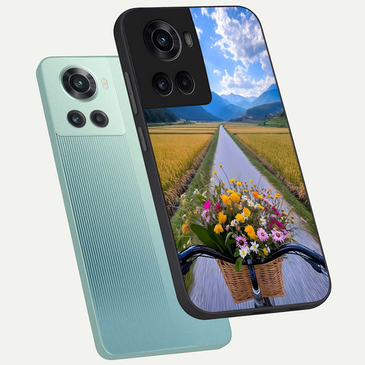  Golden Field Journey phone case For OnePlus 10R showing premium glass back cover with detailed artwork
