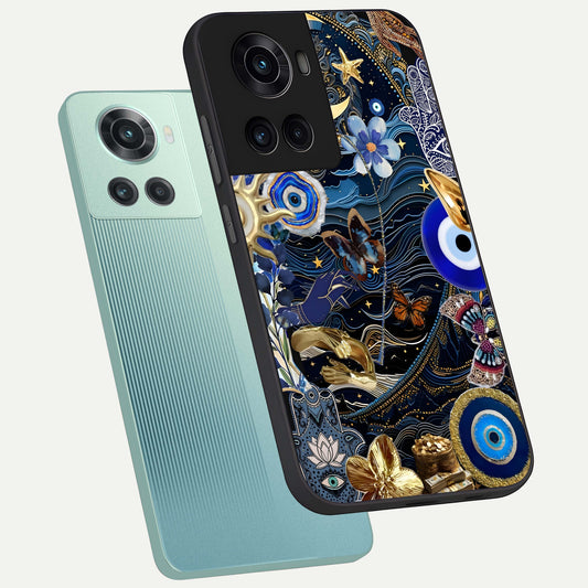  Golden Moon Magic phone case For OnePlus 10R showing premium glass back cover with detailed artwork