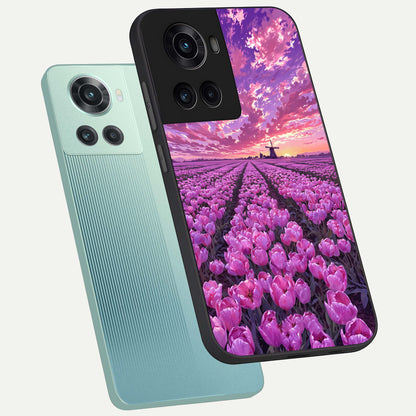  Lavender Dream Skies phone case For OnePlus 10R showing premium glass back cover with detailed artwork
