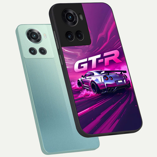  Speed Drift Legend phone case For OnePlus 10R showing premium glass back cover with detailed artwork