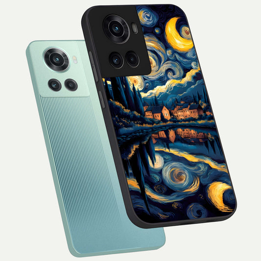  Starry Sky Serenity phone case For OnePlus 10R showing premium glass back cover with detailed artwork