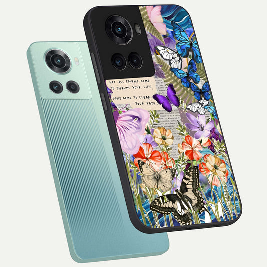  Storm Path Bloom phone case For OnePlus 10R showing premium glass back cover with detailed artwork