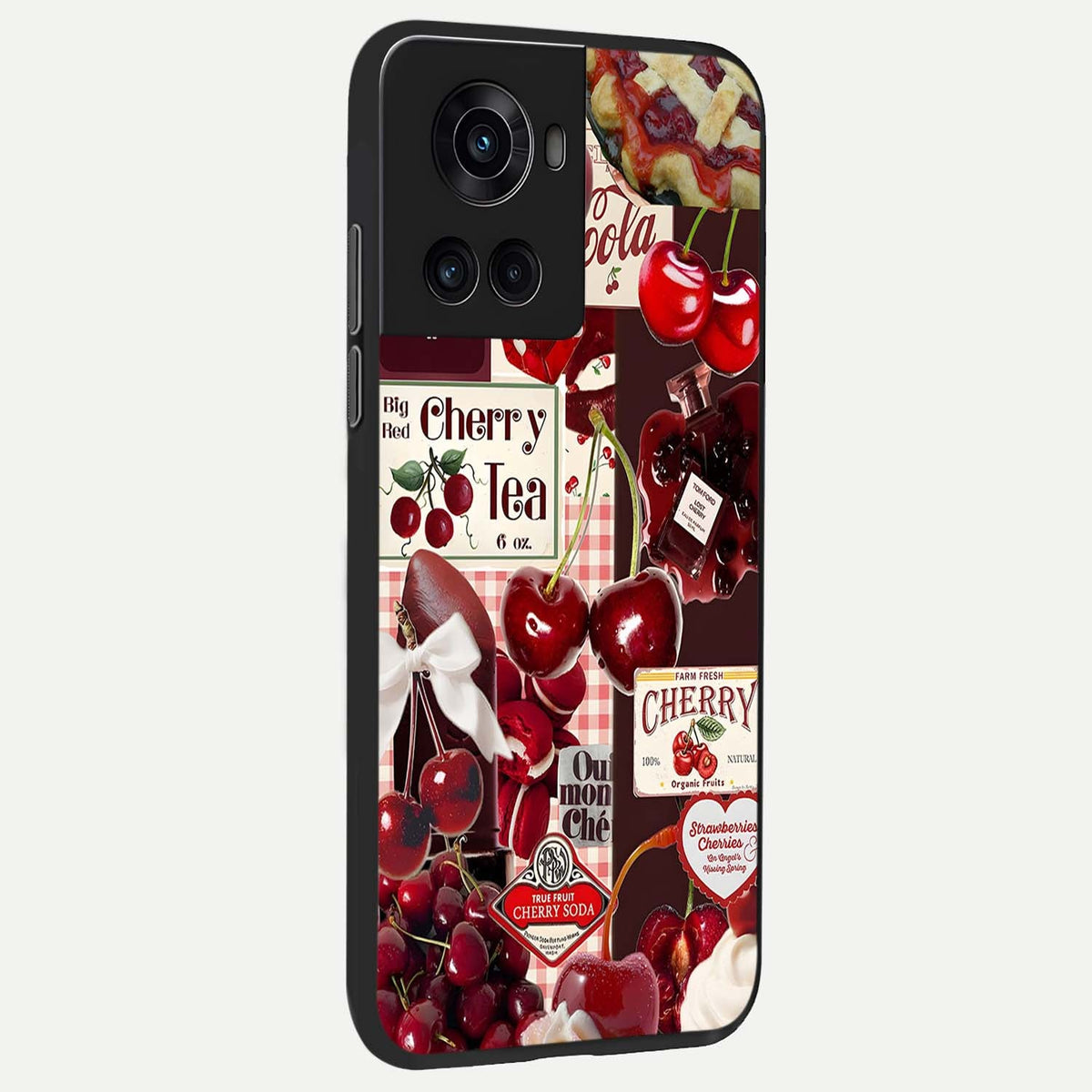  Aesthetic Cherry Tea back cover For OnePlus 10R slim fit glass case with vibrant aesthetic design